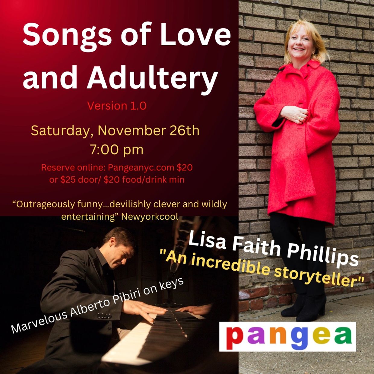 Lisa Faith Phillips Songs of Love and Adultery, Saturday, November 26th, 2022!