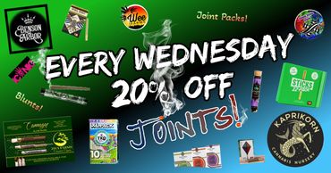 Daily Deals 20% off on all pre-rolls and joint packs at Pipe Dreams Dispensary!