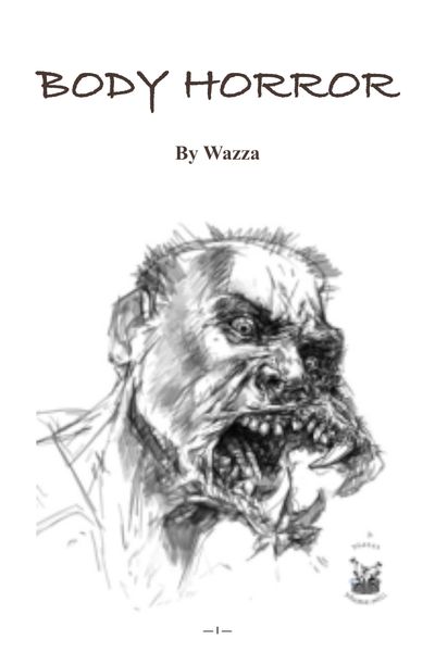 Cover of "Body Horror" featuring a grotesque, distorted face illustration.