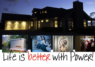 Protect your home and family with a automatic standby generator. It turns on when the power goes out