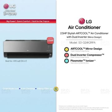 LG ARTCOOL Mirror 2.5HP Dual Inverter Air Conditioner with Plasmaster Ionizer Model S3-Q24K2RPA