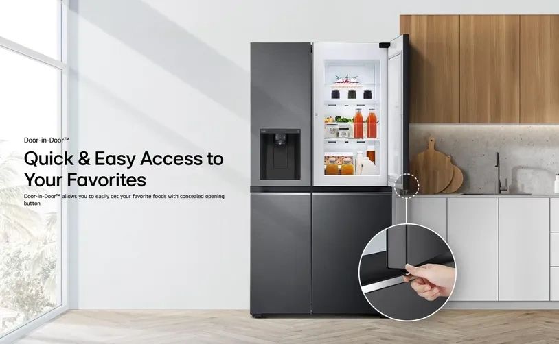 LG Door-in-Door Refrigerator Easy Access Storage Compartment Matte Black Malaysia