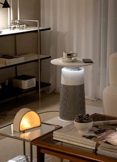 LG PuriCare AeroFurniture air purifier living room night Malaysia quiet clean air ambient lighting