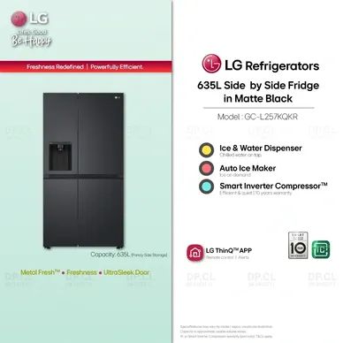 LG 635L side by side fridge GC-L257KQKR matte black refrigerator Malaysia
