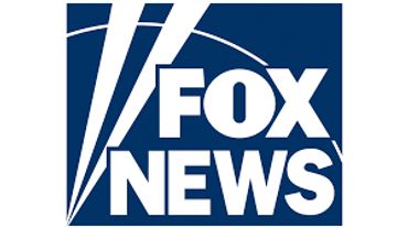 Logo of Fox News with bold white text on a blue background.