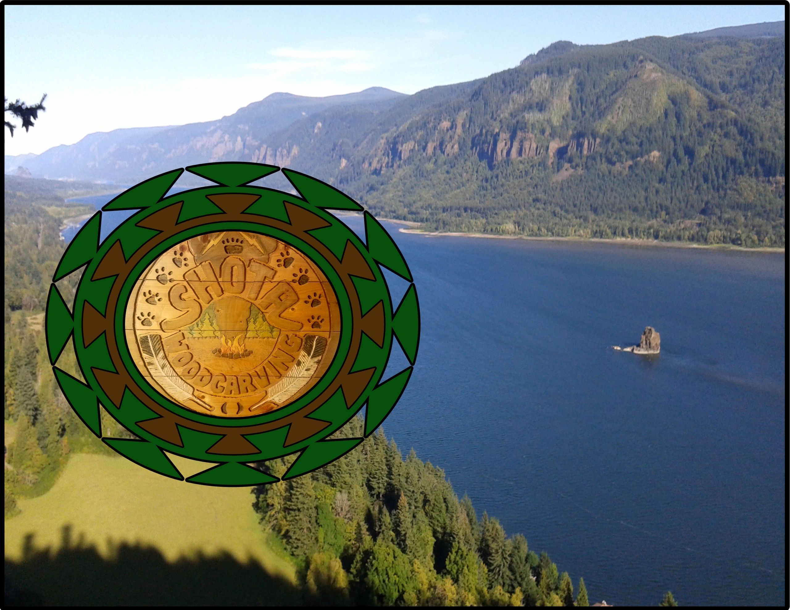 Logo over Columbia Gorge from Cape Horn