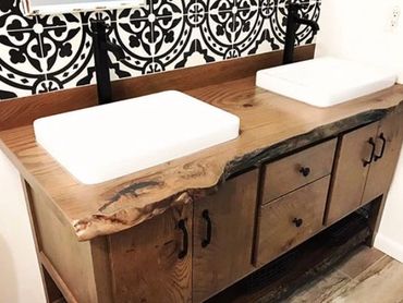 Live edge oak bathroom vanity top