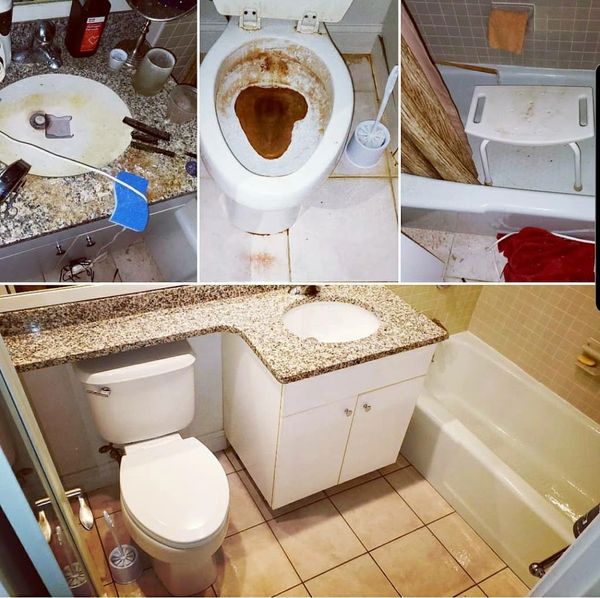 extreme dirty bathroom cleaning and disinfection before and after hoarding pictures