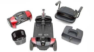 Mobility scooter with easy disassembly for small vehicles. Mobility scooter rentals.