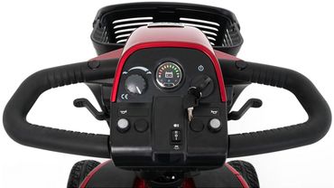 Mobility scooter with easy controls and basket. Mobility scooter rentals.