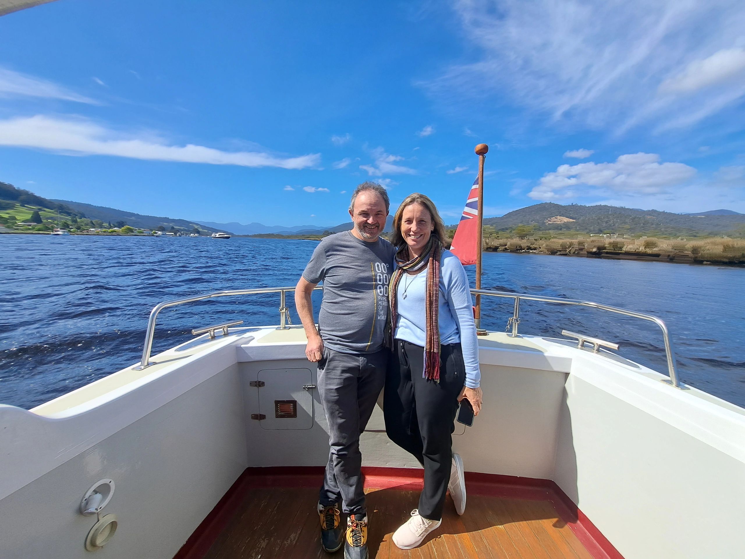 Romantic Couples Cruise - Huon River Cruises - A couple on the aft deck
