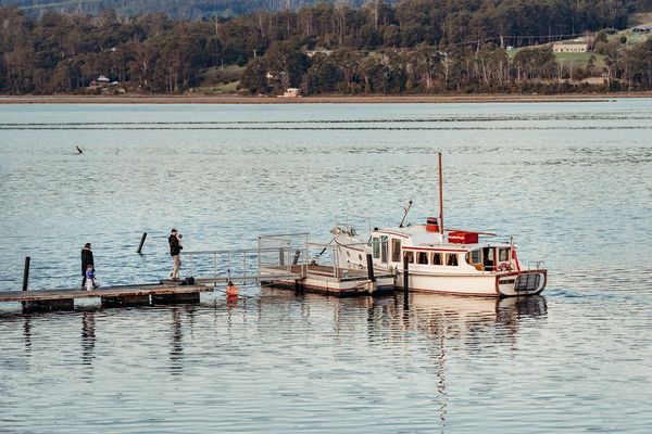 Huon Valley Road Trip - Huon River Cruises - people heading to board after their wine tasting