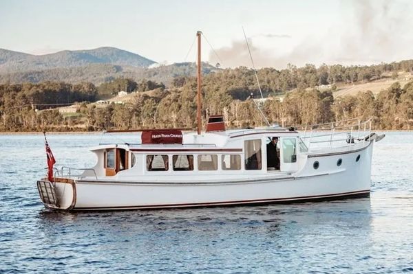 Huon Valley Road Trip - Huon River Cruises - the luxury motor cruiser LaDrone on the the Huon River