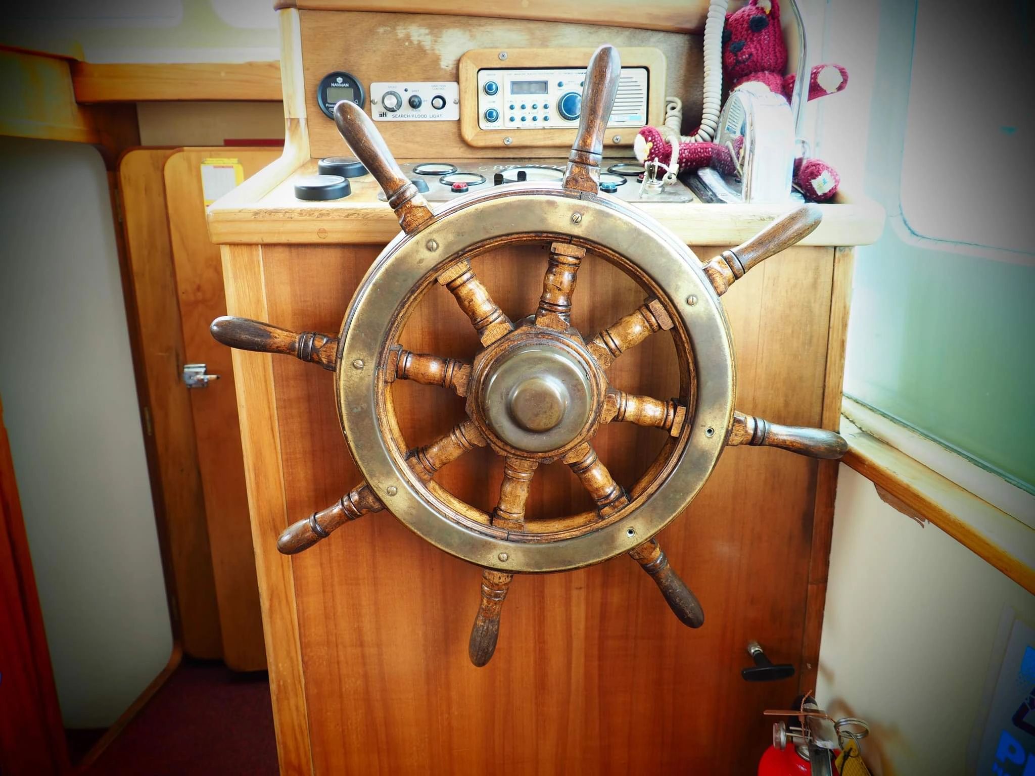 Corporate Boat Charter - Huon River Cruises - The historic looking ships wheel