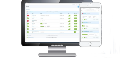 PC and mobile app displaying web access for sensors