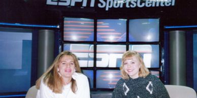 CJ Silas on the set at ESPN in 1992, with  with Shireen Saski,