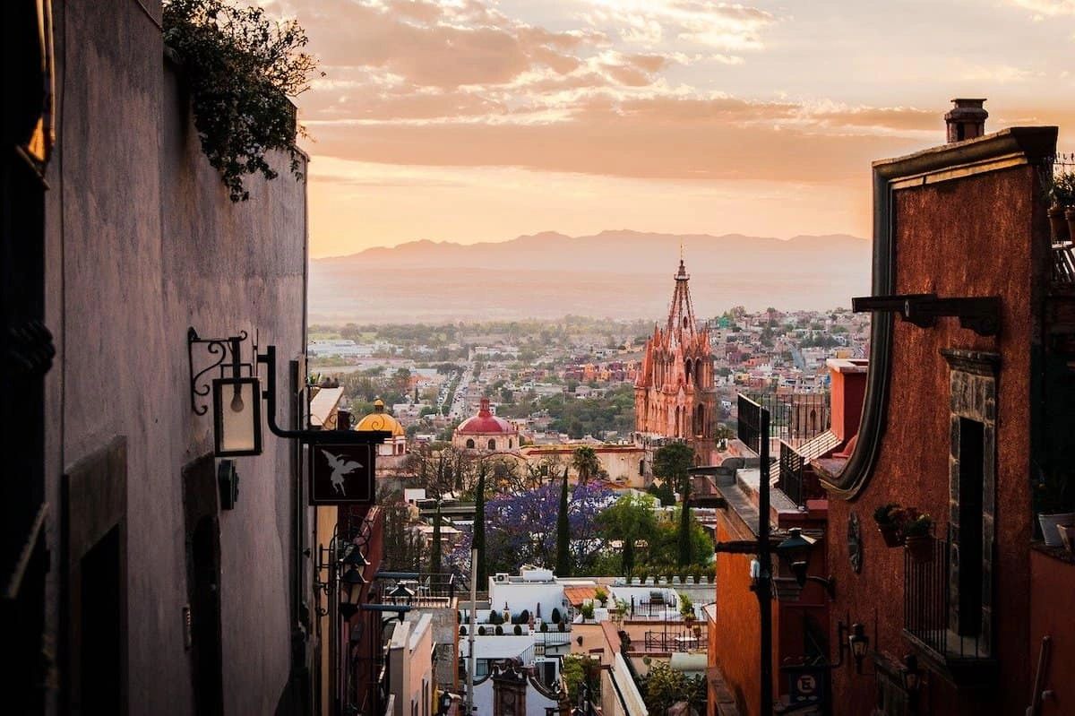 A City in Mexico at Sunset