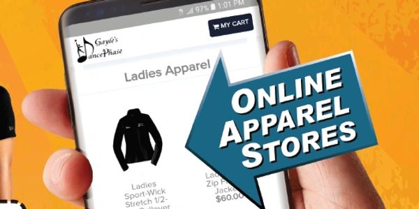 Phone showing an online apparel stores for local groups and teams used for fundraising.