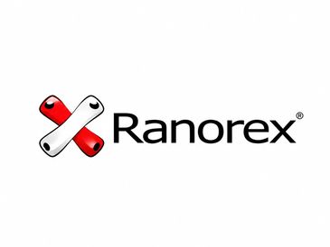 Ranorex logo with red and white crossed shapes.