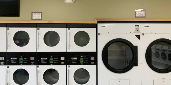 Large capacity dryers.  Many dryers to choose from, no waiting for washers and dryers.