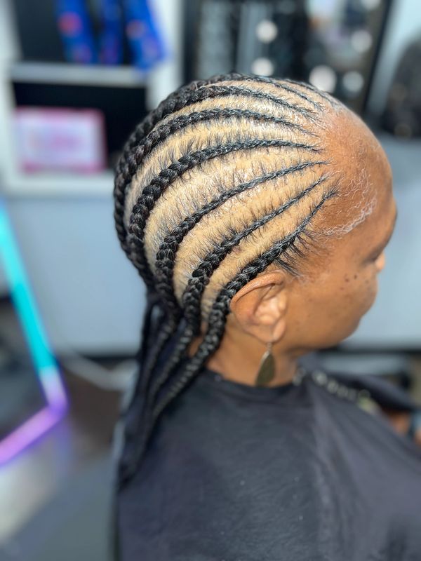 5-10 Cornrows + A Little Hair Added