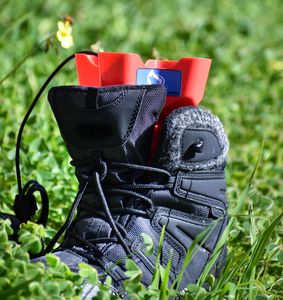 Water Rat Boot Dryer in hiking boots. Holds open the boot to let stale air and moisture out
