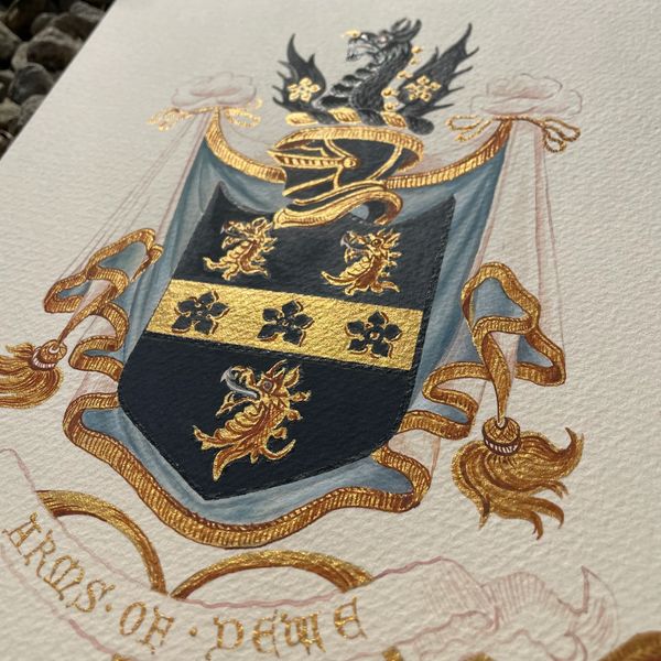 Family crest coat of arms original art by Kate Downey Art by Kate Downey Art katedowneyart