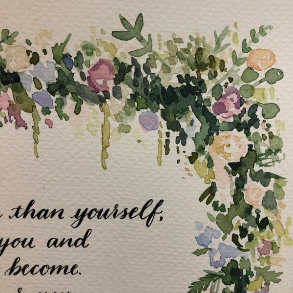 Wedding vows commission calligraphy katedowneyart modern lettering watercolour floral illustration