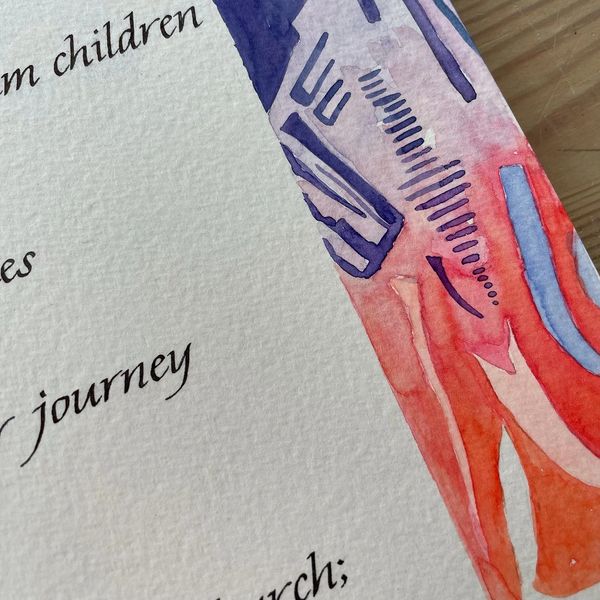 Modern calligraphy poem commission watercolour illustration lettering artist katedowneyart