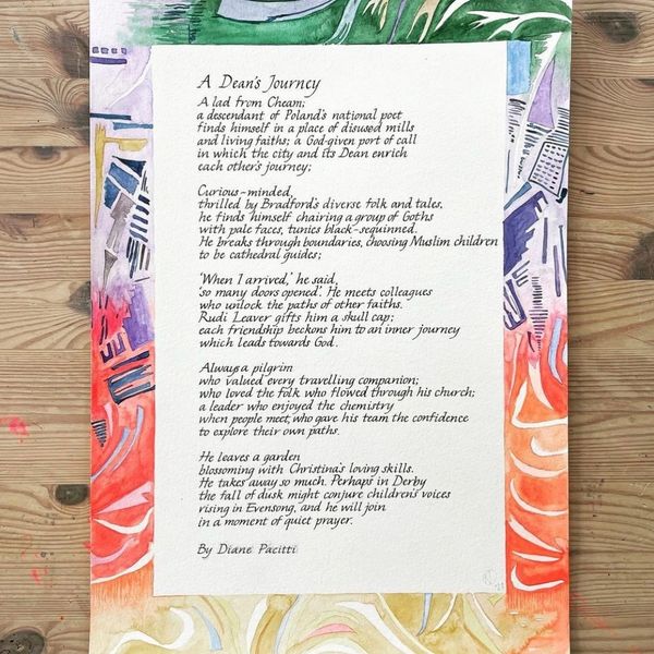 Kate Downey art calligraphy poem commission UK watercolour illustration modern lettering poetry art