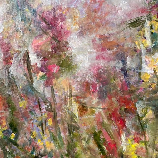 Abstract floral canvas art commission original painting katedowney commission