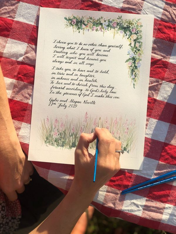 original hand written calligraphy by Kate Downey Art
