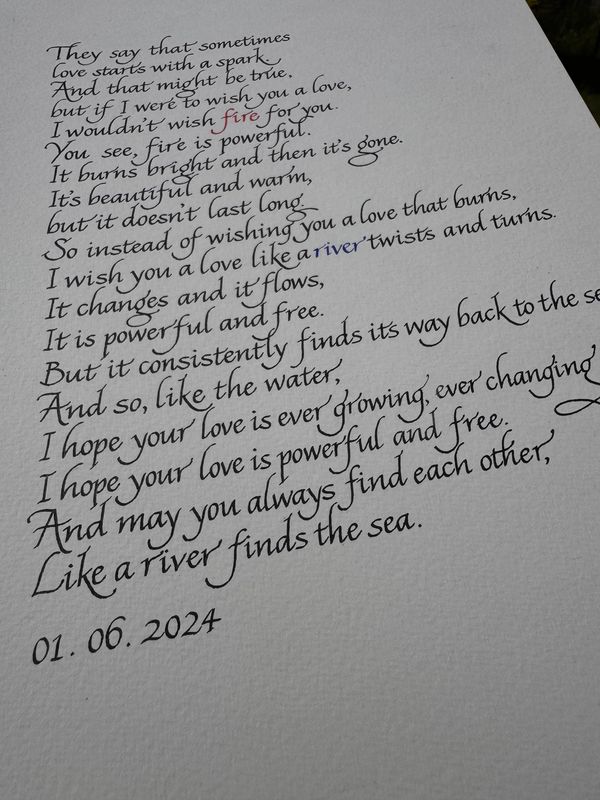 original hand written italic calligraphy by Kate Downey Art by Kate Downey Art katedowneyart