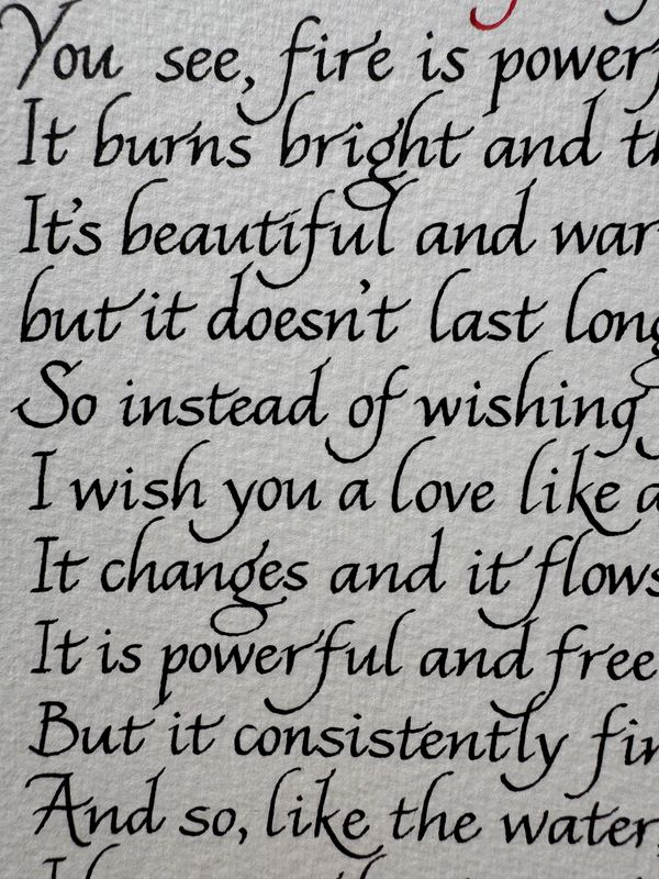 original hand written italic calligraphy by Kate Downey Art