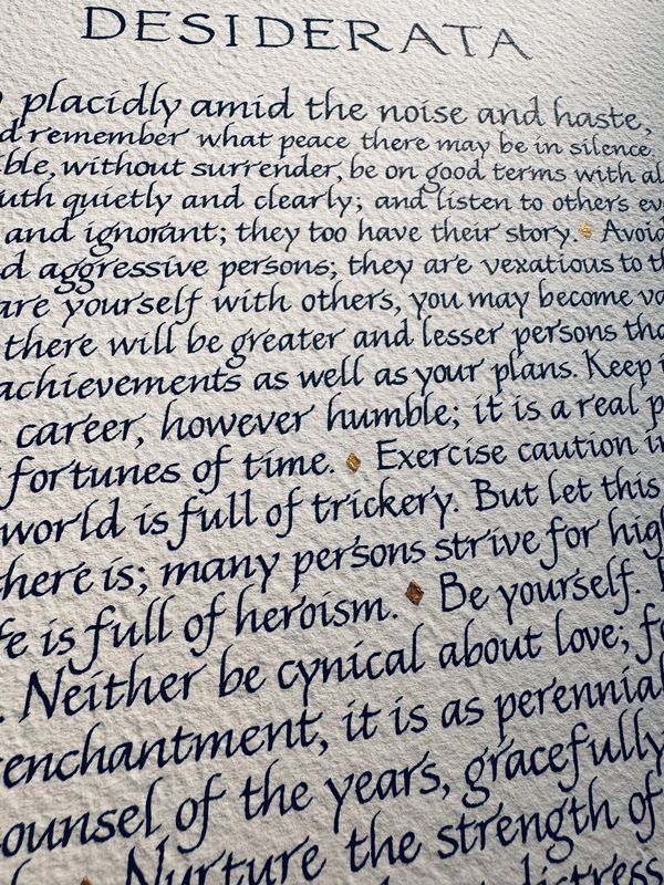 original hand written italic calligraphy by Kate Downey Art