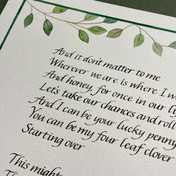 original hand written calligraphy by Kate Downey Art by Kate Downey Art katedowneyart