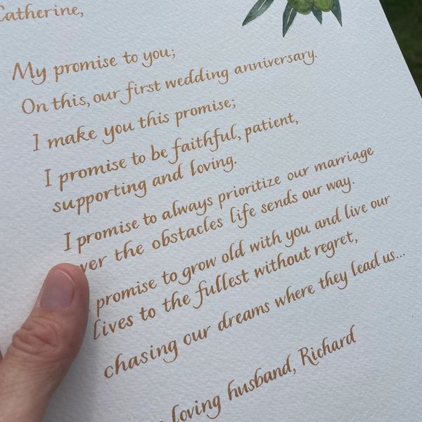 original hand written calligraphy by Kate Downey Art
