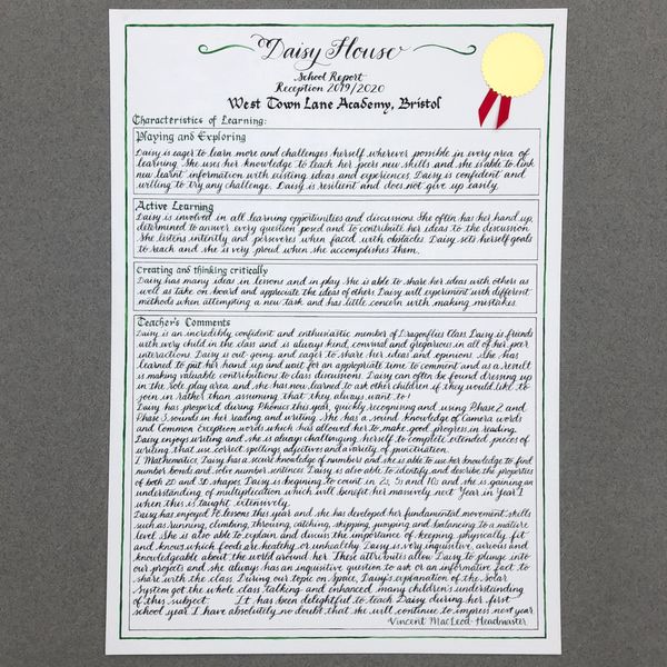 original hand written certificate calligraphy by Kate Downey Art by Kate Downey Art katedowneyart