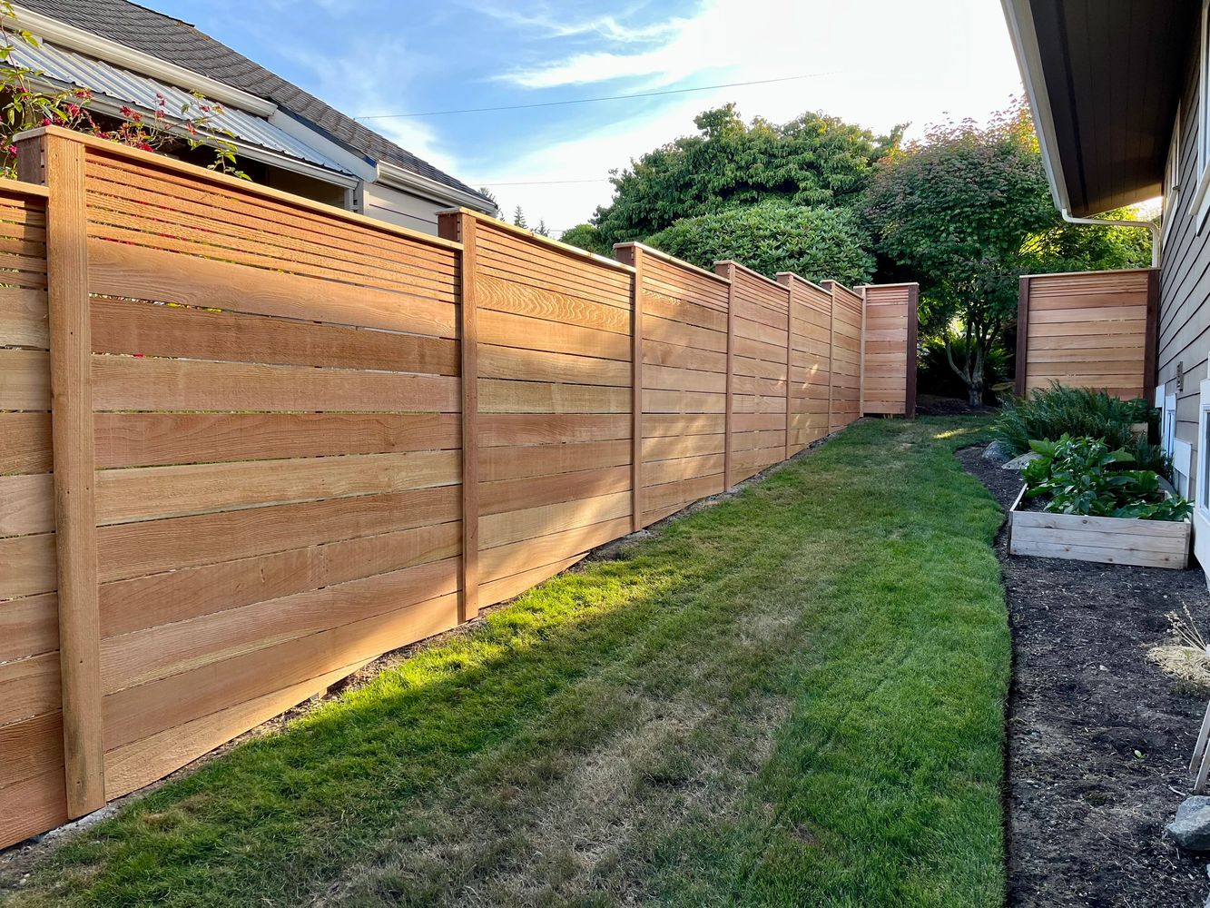 Premium 6’ Horizontal Cedar Fence Installation in Tacoma, WA