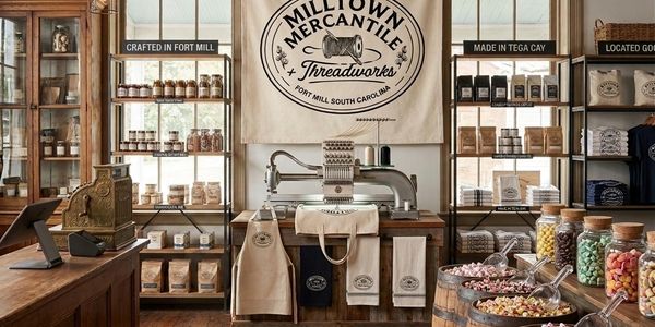 Interior of Milltown Mercantile store with products and decor.