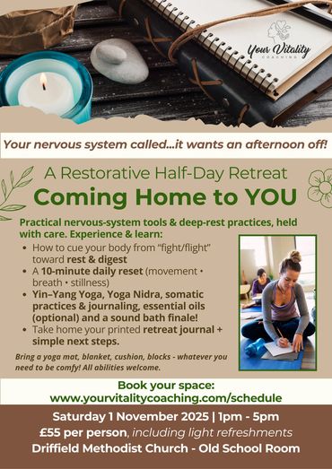 Coming Home to YOU Restorative Half Day Retreat Poster