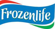 Frozenlife logo with blue, red, and green wave design.