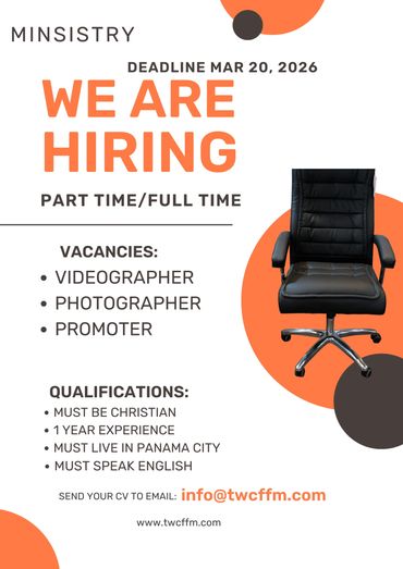 Hiring announcement for videographer, photographer, and promoter positions with specific qualifications.