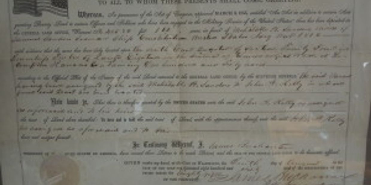 The original deed (1860) – deeded by President James Buchanan to Mehitable H. Sanders, John A. Kelly