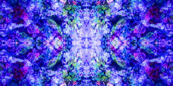 Vibrant symmetrical blue and purple abstract pattern.