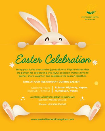 Australian Restaurant promoting Easter Menu.