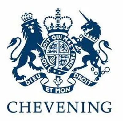 Chevening logo featuring a lion and a unicorn with a royal crest.