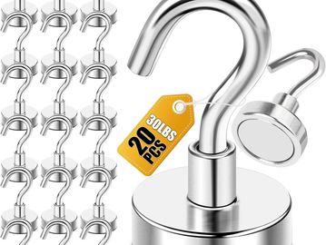 Set of 20 magnetic hooks with 30 lbs capacity each.