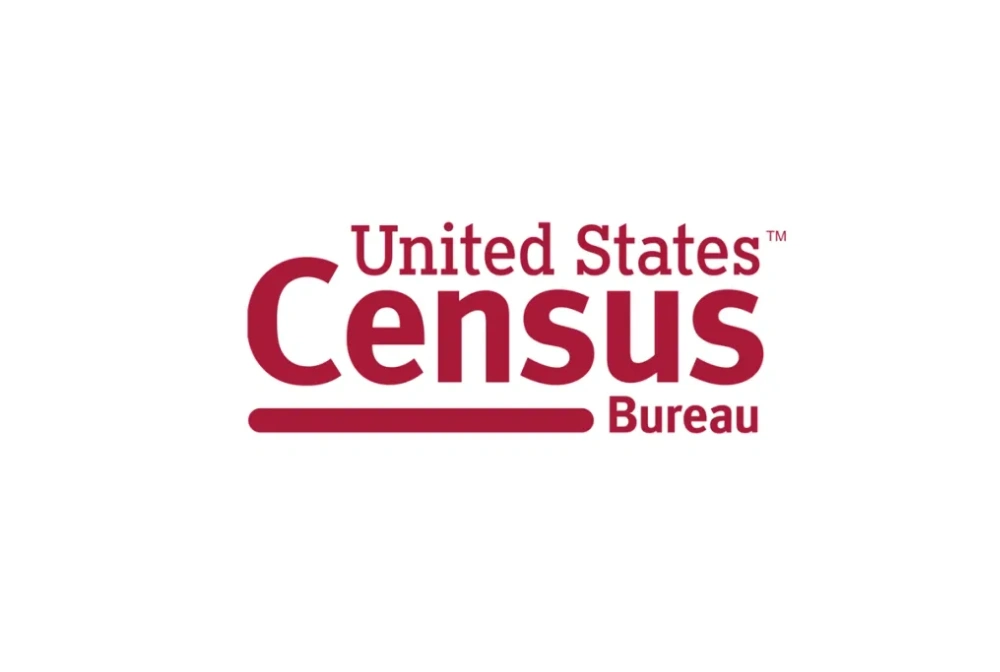Logo of the United States Census Bureau in red text on a white background.