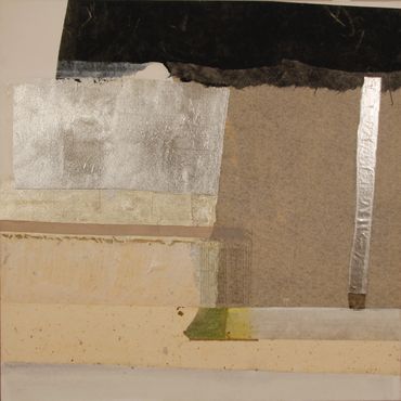 Cliff Series - # DS001 | 20” x 20” Oil, gold leaf, mixed media collage on canvas